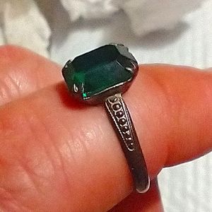 Antique 1930s silver era UNCAS birthstone ring